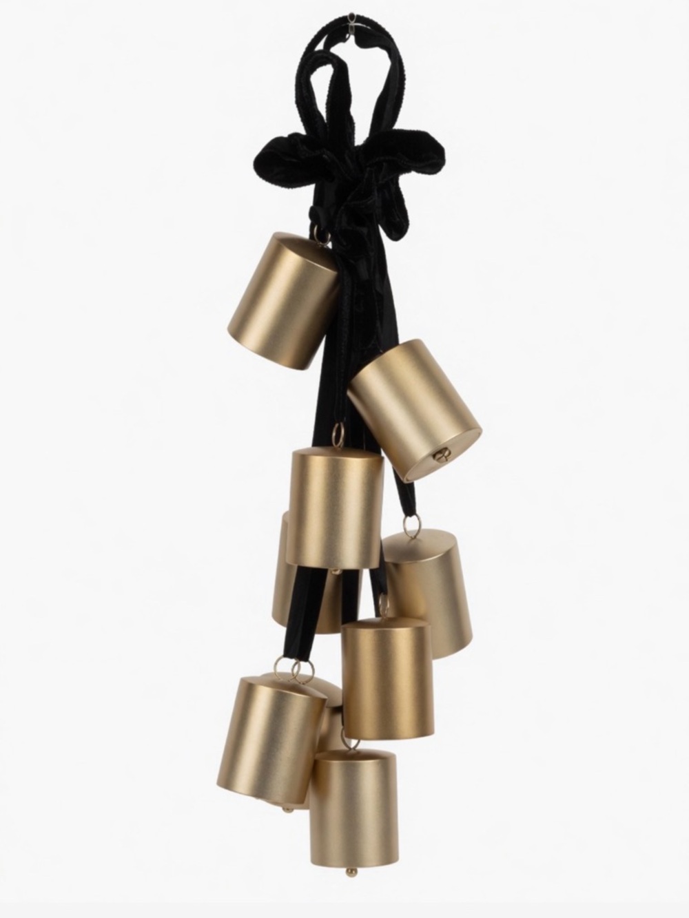 Gold Bell Cluster Pendant on Black Cord